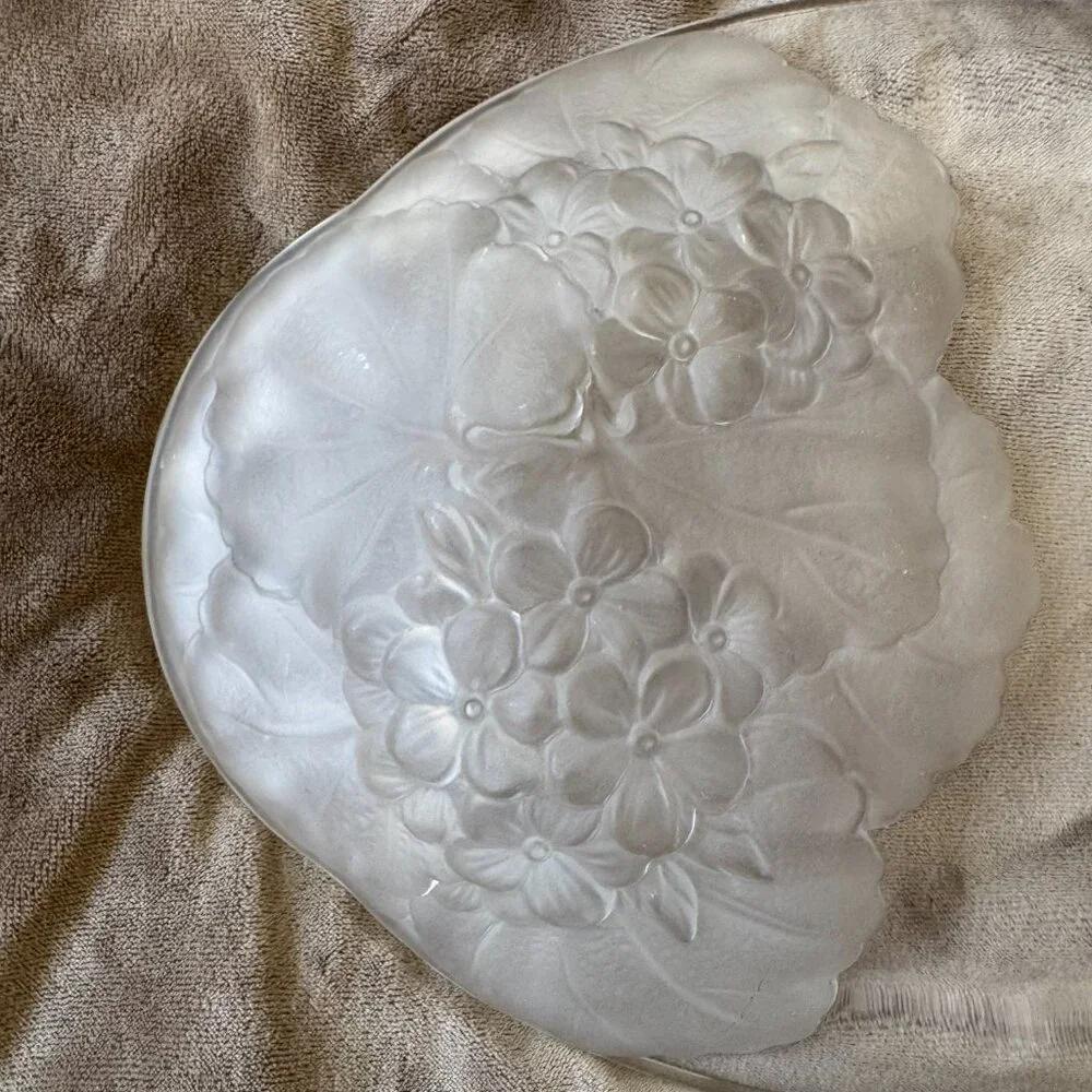GUC Vintage Mikasa Hoya Crystal‎ Floral Motif Oval Serving Tray 13